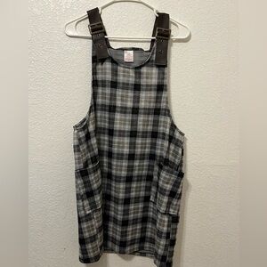 Plaid pinafore overall dress